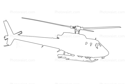 Aerospatiale Ecureuil 350D AStar Line Drawing, outline