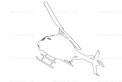 Bell 206B JetRanger II Line Drawing, outline