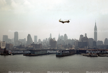 New York Airways, N10103, Piasecki/Vertol 44B, helicopter, New York City docks, waterfront, June 1959, 1950s
