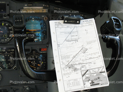 Map on the steering wheel, Cockpit, Boeing 737, Steam Gauges