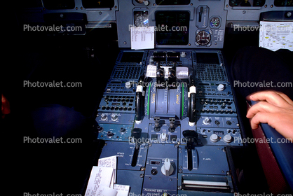 levers, knobs, Airbus A320 series cockpit