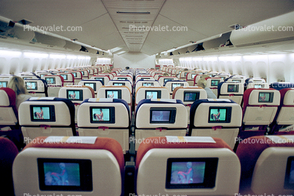 Empty Cabin, Seats, IFE, In flight entertainment, Television, seating