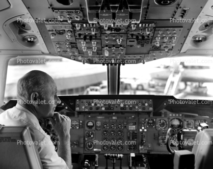 Captain in the Cockpit, Pilot Portrait, 1973, 1970s