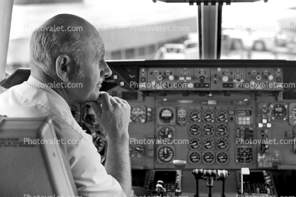 Captain in the Cockpit, Pilot Portrait Profile, 1973, 1970s