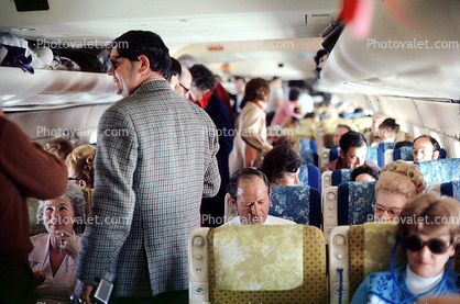 inside the cabin, passengers, 1970s