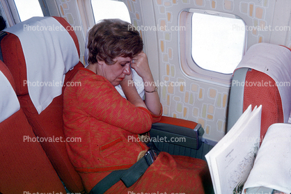 Sleeping Passenger, Woman, Seat, Seating, Window, May 1966, 1960s
