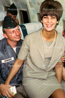 Military Ferry Flight to Vietnam, Hostess, Stewardess, Flight Attendant, Cabin Crew, 1966, 1960s