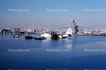 Spruce Goose, Long Beach Harbor, Gerald Desmond Bridge, steel truss arch