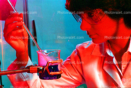 Beaker, Lab Technician, glass stirrer, Ring Stand
