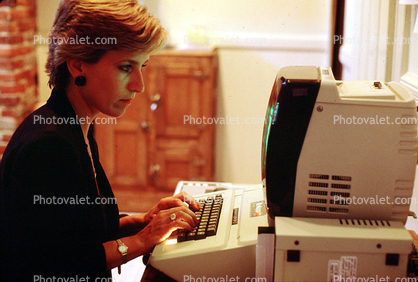 Apple II Home Computer, Woman, Hands on Keyboard, July 1982