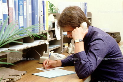 Man on Phone, Telephone, Cubicle, 18 October 1982, 1980s