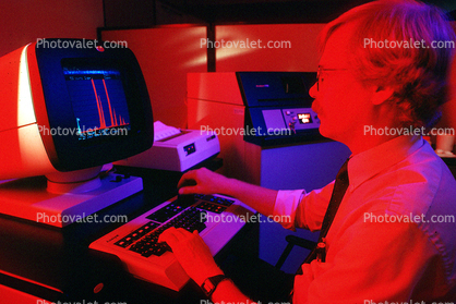 Man at Computer, Hand on Keyboard, 1980s