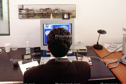 Office, Man with Desktop Computer, monitor