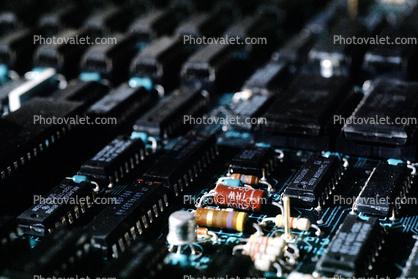 Circuit Board, Transistors, Resistors, Diodes, Integrated Circuits, IC-Chips, Chips