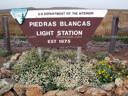 Sign, Signage, Piedras Blancas Lighthouse, California, West Coast, Pacific Ocean