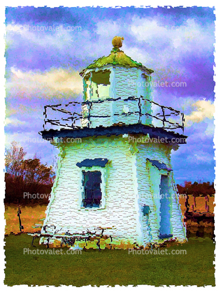 Port Clinton Lighthouse, Portage River, Ohio, Lake Erie, Great Lakes, Paintography