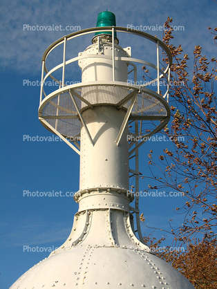 Bottle-necked beacon pier light, at Dunkirk Lighthouses, Dunkirk, Lake Erie, New York, Great Lakes