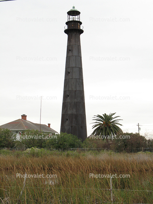 Bolivar Point Lighthouse, Port Bolivar, Galveston Bay, Texas, Gulf Coast