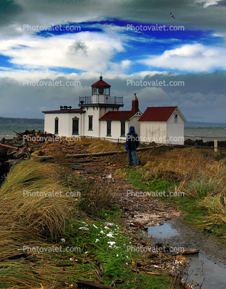 West Point Lighthouse, Puget Sound, near Seattle, Washington State, West Coast, Pacific