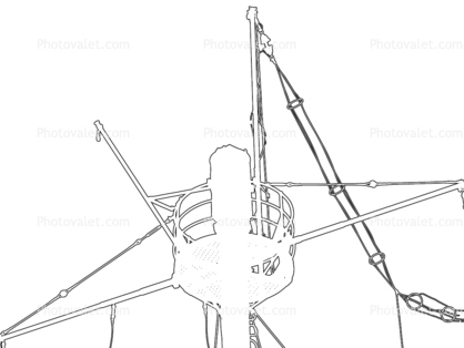 Lightship Swiftsure mast outline, line drawing