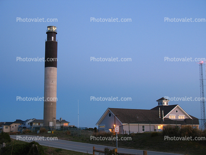 Oak Island Lighthouse, south of Wilmington, North Carolina, East Coast, Atlantic Ocean, Eastern Seaboard