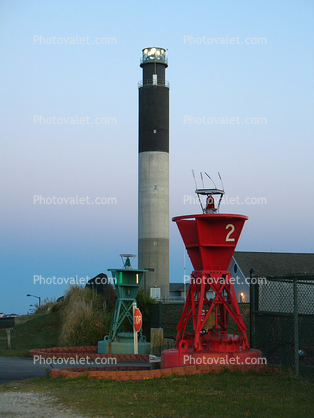Buoy, Oak Island Lighthouse, south of Wilmington, North Carolina, East Coast, Atlantic Ocean, Eastern Seaboard