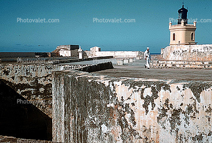 Port San Juan Lighthouse, El Morro,  Puerto Rico, Caribbean, 1950s