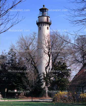 Grosse Point Harbor Lighthouse, Evanston, Illinois, Lake Michigan, Great Lakes