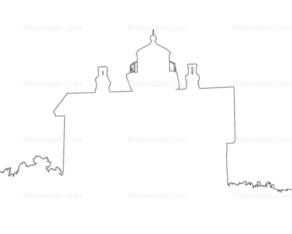 Yaquina Bay Lighthouse outline, line drawing