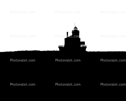 Oswego West Pierhead Lighthouse silhouette, Lake Ontario, New York State, Great Lakes, logo, shape