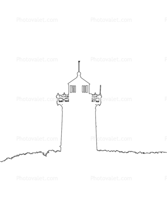 Portsmouth Harbor Lighthouse outline, line drawing