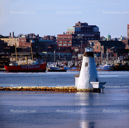 Palmer Island Lighthouse, New Bedford, Massachusetts, East Coast, Eastern Seaboard, Atlantic Ocean