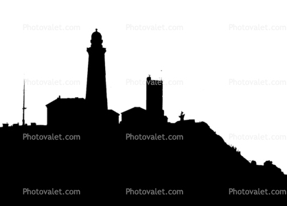 Montauk Point Lighthouse silhouette, Suffolk County, Long Island, New York State, Atlantic Ocean, East Coast, Eastern Seaboard, logo, shape