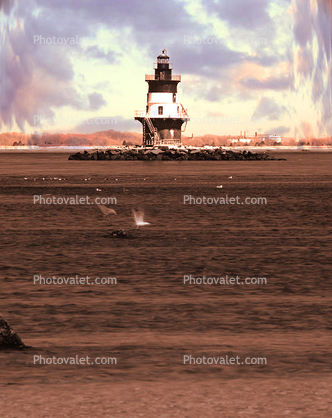 Orient Point Lighthouse, Long Island, New York State, Atlantic Ocean, Eastern Seaboard, East Coast