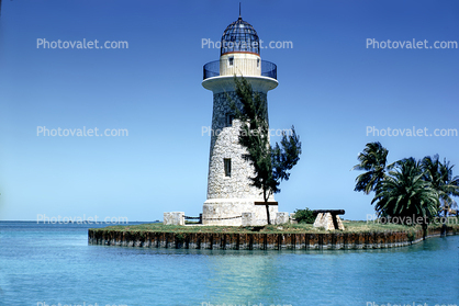 Boca Chita Lighthouse, Biscayne Bay, Florida, Cannon, Trees, Boca Chita Key, Artillery, gun, 1954, 1950s