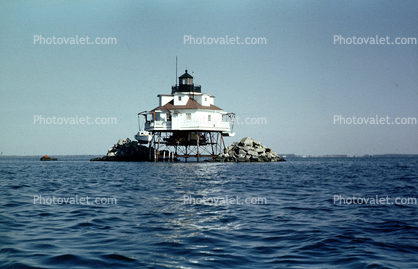 Thomas Point Shoal Light, Screw-pile Lighthouse, Chesapeake Bay, 1950s