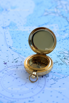 Compass on a Nautical Navigational Map