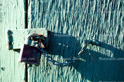 Lock, Wooden Gate, Chain, rusty