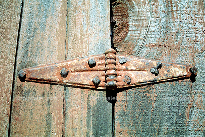 Hinge, Wooden Door, Wood Texture, Rusting Metal