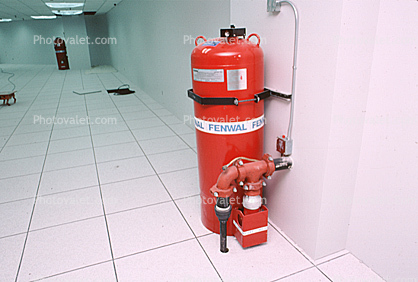 halon gas container, computer room, tile flooring, Fenwal