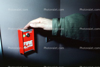 Fire Alarm, pull down, hand