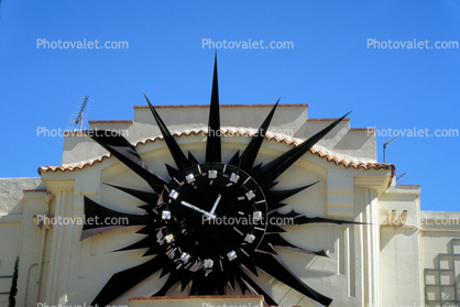Beaux Arts spikey clock, outdoors, outside, exterior, building, Antibes France