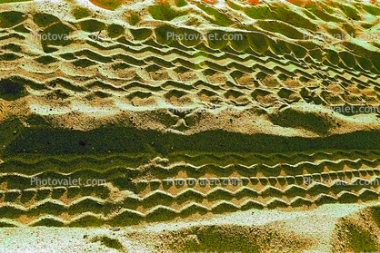 tire tracks, Sand, Beach, Ocean