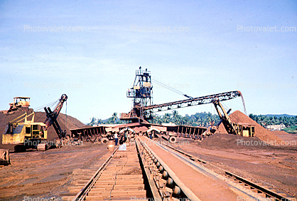 Cranes, Shovel, Conveyer Belt, Dunggan, Malaysia, 1950s