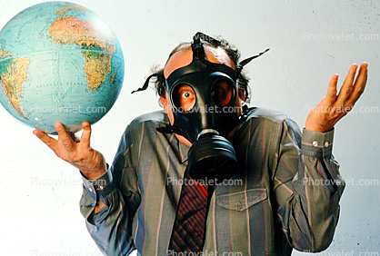 Gas Mask, Earth, Globe, Ball, businessman