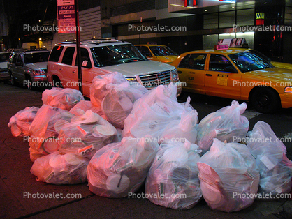 Trash Bags, Yellow Cab, SUV, Mahattan