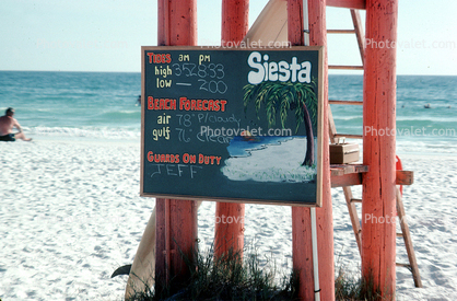 Siesta, Lifguard Weather Report, Gulf Coast, beach, sand