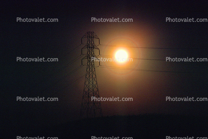 Transmission Towers, Pylons, Sunset, Sun