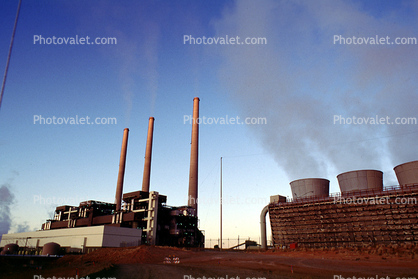 Cooling Towers, Navajo Coal Power Generating Station, Plant, Arizona, Smoke, ash, smokestacks, powerplant