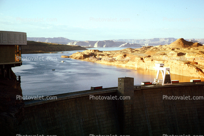Glen Canyon Dam, Lake Powell, 1950s, Tonalea Coconino County, Arch-gravity dam, Colorado River, Page, Arizona